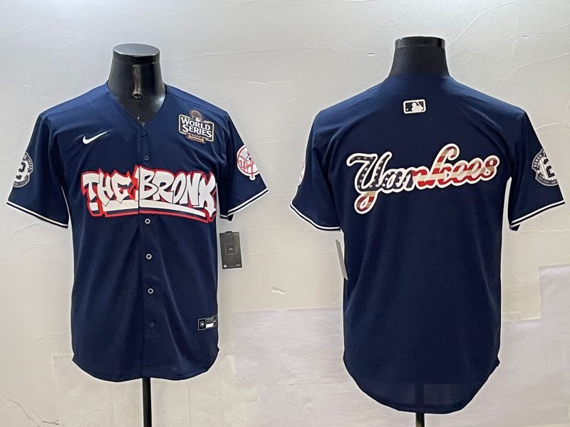 Men New York Yankees Blank Drak Blue four generations Joint Name 2025 Nike MLB Jersey style 8